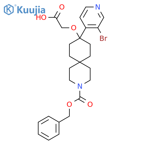 2-({3-[(Benzyloxy)carbonyl]-9-(3-bromopyridin-4-yl)-3-azaspiro[5.5]undecan-9-yl}oxy)acetic acid structure