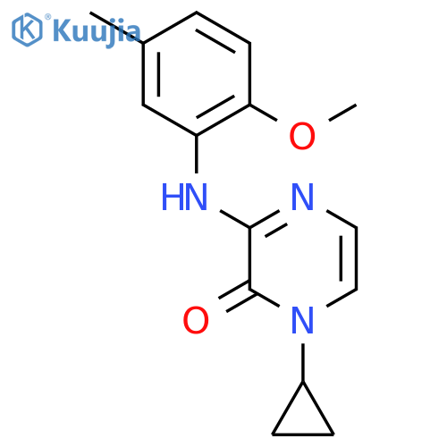 1-cyclopropyl-3-(2-methoxy-5-methylphenyl)amino-1,2-dihydropyrazin-2-one structure
