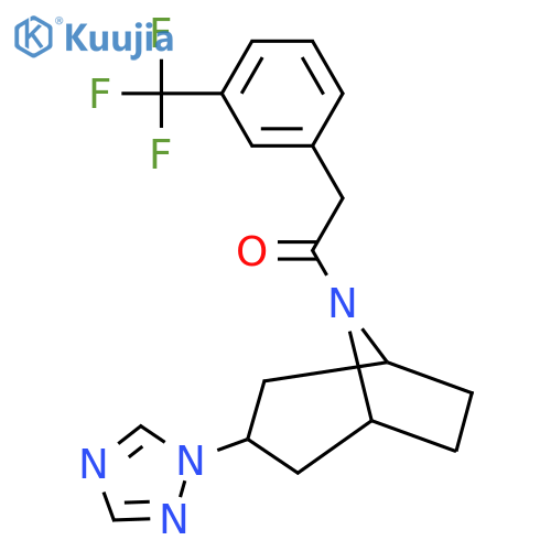 1-3-(1H-1,2,4-triazol-1-yl)-8-azabicyclo3.2.1octan-8-yl-2-3-(trifluoromethyl)phenylethan-1-one structure