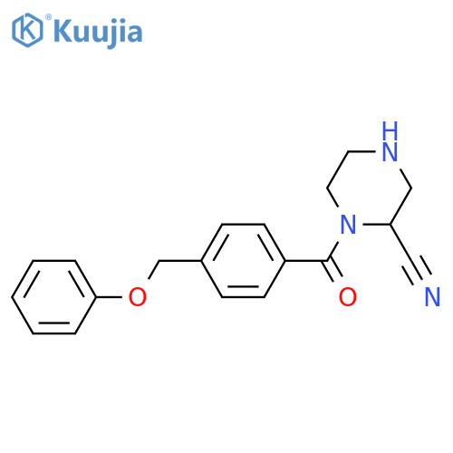 1-[4-(Phenoxymethyl)benzoyl]piperazine-2-carbonitrile structure