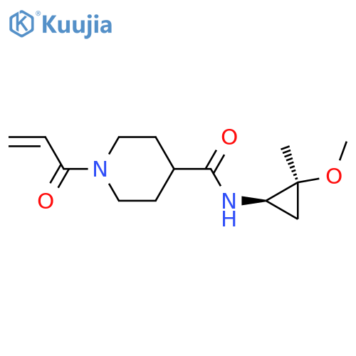 rac-N-(1R,2S)-2-methoxy-2-methylcyclopropyl-1-(prop-2-enoyl)piperidine-4-carboxamide structure
