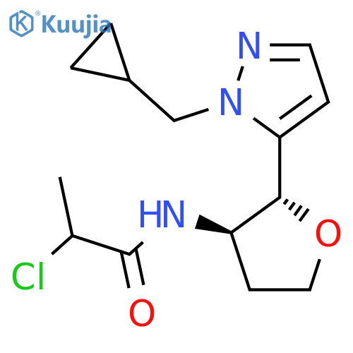 2-Chloro-N-[(2R,3R)-2-[2-(cyclopropylmethyl)pyrazol-3-yl]oxolan-3-yl]propanamide structure