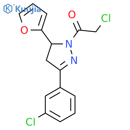 2-chloro-1-[3-(3-chlorophenyl)-5-(furan-2-yl)-4,5-dihydro-1H-pyrazol-1-yl]ethan-1-one structure