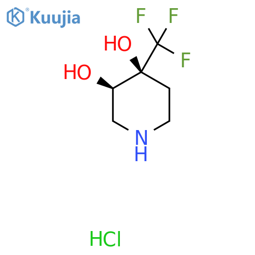 rac-(3R,4S)-4-(trifluoromethyl)piperidine-3,4-diol hydrochloride structure