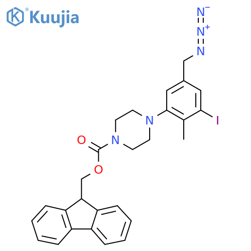 (9H-fluoren-9-yl)methyl 4-5-(azidomethyl)-3-iodo-2-methylphenylpiperazine-1-carboxylate structure