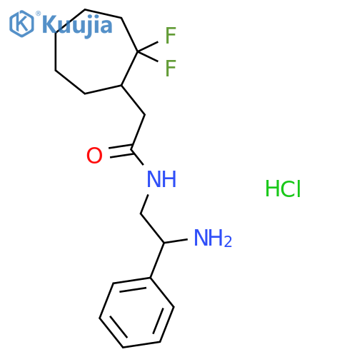 N-(2-Amino-2-phenylethyl)-2-(2,2-difluorocycloheptyl)acetamide;hydrochloride structure