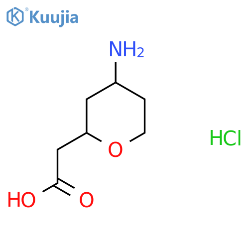 2-(4-aminooxan-2-yl)acetic acid hydrochloride, Mixture of diastereomers structure