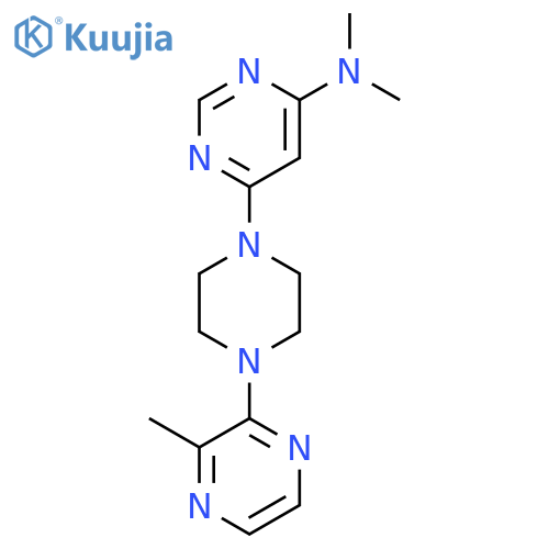 N,N-dimethyl-6-[4-(3-methylpyrazin-2-yl)piperazin-1-yl]pyrimidin-4-amine structure