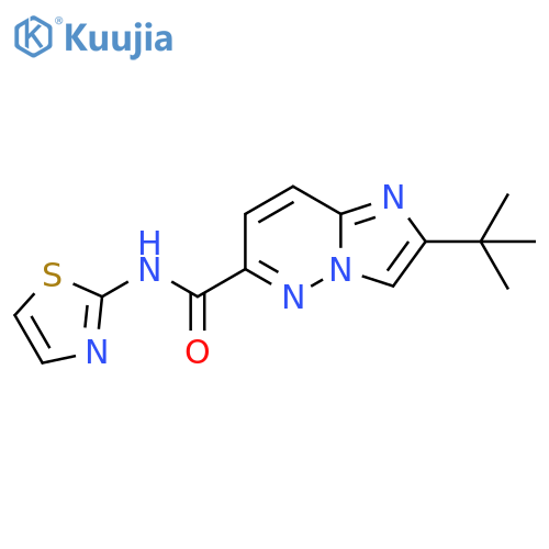 2-tert-butyl-N-(1,3-thiazol-2-yl)imidazo[1,2-b]pyridazine-6-carboxamide structure