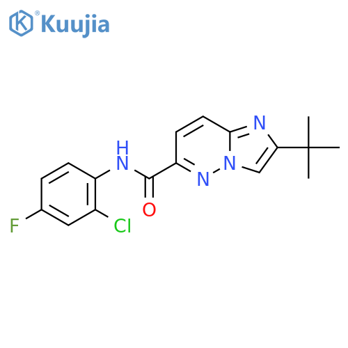 2-tert-butyl-N-(2-chloro-4-fluorophenyl)imidazo[1,2-b]pyridazine-6-carboxamide structure