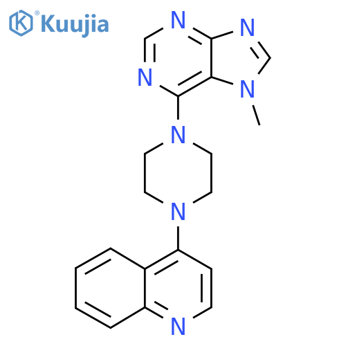 4-[4-(7-methyl-7H-purin-6-yl)piperazin-1-yl]quinoline structure