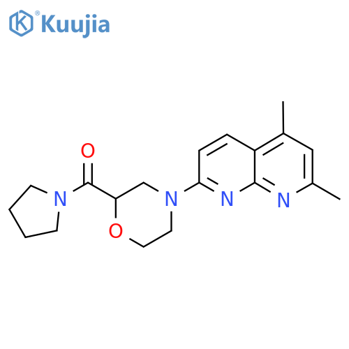 2,4-Dimethyl-7-[2-(pyrrolidine-1-carbonyl)morpholin-4-yl]-1,8-naphthyridine structure