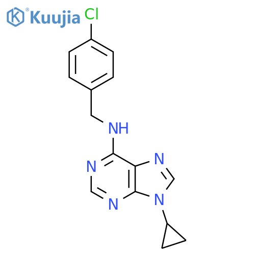 N-[(4-chlorophenyl)methyl]-9-cyclopropyl-9H-purin-6-amine structure