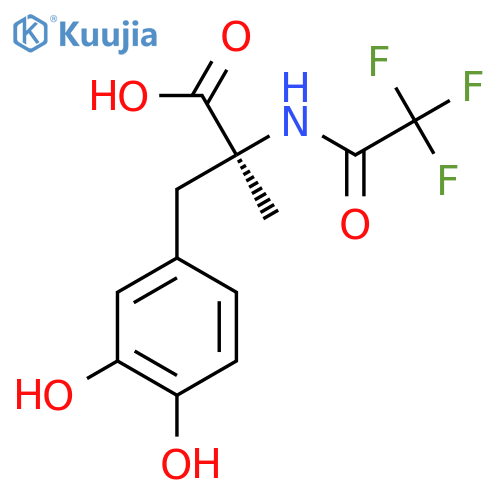 (2S)-3-(3,4-dihydroxyphenyl)-2-methyl-2-(2,2,2-trifluoroacetamido)propanoic acid structure