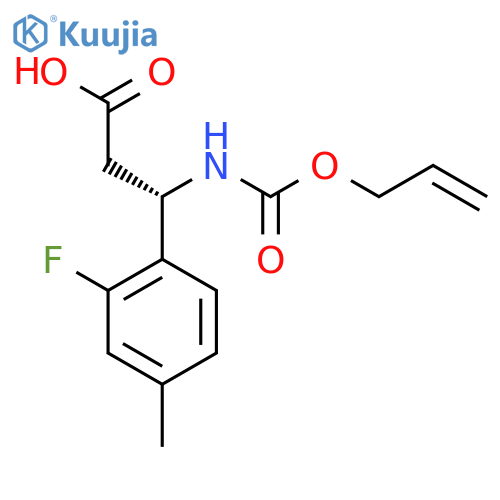(3S)-3-(2-fluoro-4-methylphenyl)-3-{[(prop-2-en-1-yloxy)carbonyl]amino}propanoic acid structure