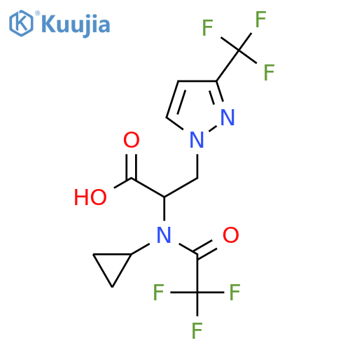 2-(N-cyclopropyl-2,2,2-trifluoroacetamido)-3-3-(trifluoromethyl)-1H-pyrazol-1-ylpropanoic acid structure