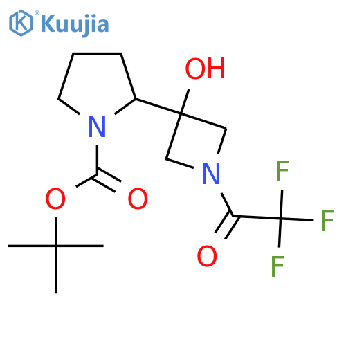 tert-butyl 2-3-hydroxy-1-(2,2,2-trifluoroacetyl)azetidin-3-ylpyrrolidine-1-carboxylate structure