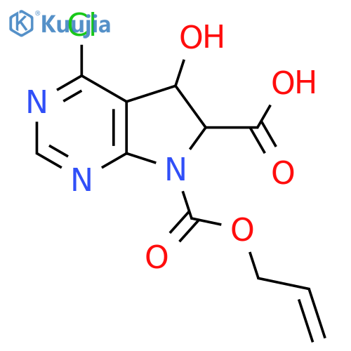4-chloro-5-hydroxy-7-(prop-2-en-1-yloxy)carbonyl-5H,6H,7H-pyrrolo2,3-dpyrimidine-6-carboxylic acid structure