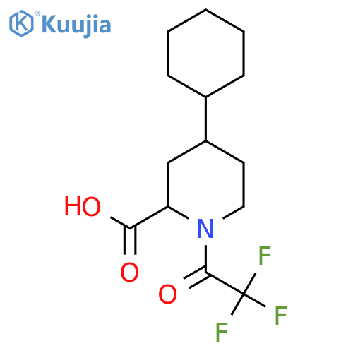 4-Cyclohexyl-1-(2,2,2-trifluoroacetyl)piperidine-2-carboxylic acid structure