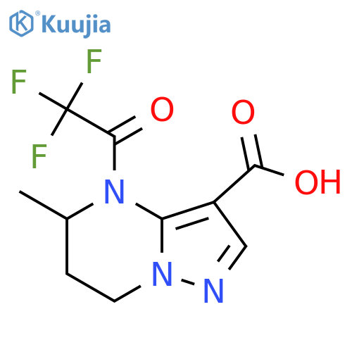 5-methyl-4-(2,2,2-trifluoroacetyl)-4H,5H,6H,7H-pyrazolo[1,5-a]pyrimidine-3-carboxylic acid structure