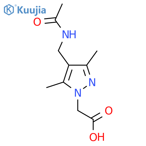 2-4-(acetamidomethyl)-3,5-dimethyl-1H-pyrazol-1-ylacetic acid structure