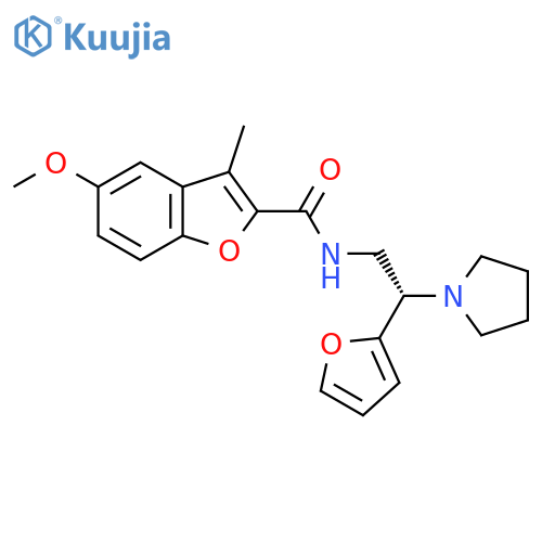 N-(2S)-2-(furan-2-yl)-2-(pyrrolidin-1-yl)ethyl-5-methoxy-3-methyl-1-benzofuran-2-carboxamide structure