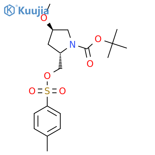 tert-butyl (2S,4R)-4-methoxy-2-{[(4-methylbenzenesulfonyl)oxy]methyl}pyrrolidine-1-carboxylate structure