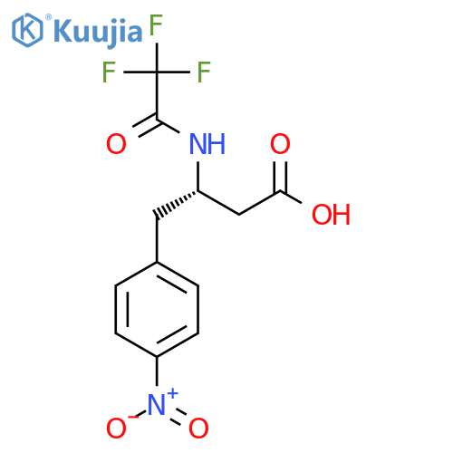 (3S)-4-(4-nitrophenyl)-3-(2,2,2-trifluoroacetamido)butanoic acid structure