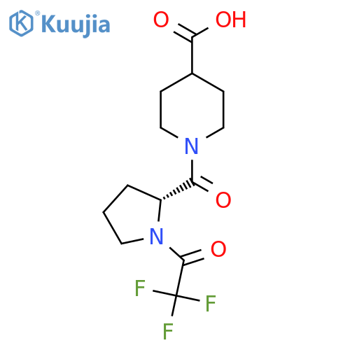 1-[(2R)-1-(2,2,2-trifluoroacetyl)pyrrolidine-2-carbonyl]piperidine-4-carboxylic acid structure