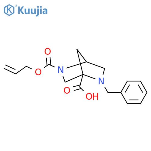 2-Benzyl-5-[(prop-2-en-1-yloxy)carbonyl]-2,5-diazabicyclo[2.2.1]heptane-1-carboxylic acid structure