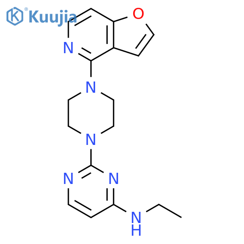 N-ethyl-2-(4-{furo[3,2-c]pyridin-4-yl}piperazin-1-yl)pyrimidin-4-amine structure