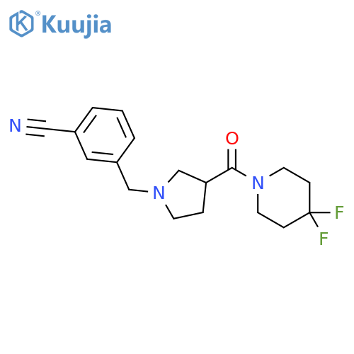 3-{[3-(4,4-difluoropiperidine-1-carbonyl)pyrrolidin-1-yl]methyl}benzonitrile structure