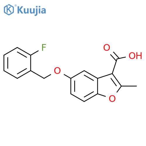 5-(2-fluorophenyl)methoxy-2-methyl-1-benzofuran-3-carboxylic acid structure