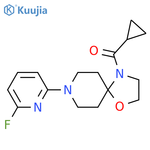 Cyclopropyl[8-(6-fluoro-2-pyridinyl)-1-oxa-4,8-diazaspiro[4.5]dec-4-yl]methanone structure
