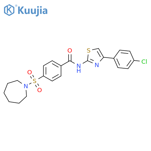 4-(azepane-1-sulfonyl)-N-4-(4-chlorophenyl)-1,3-thiazol-2-ylbenzamide structure