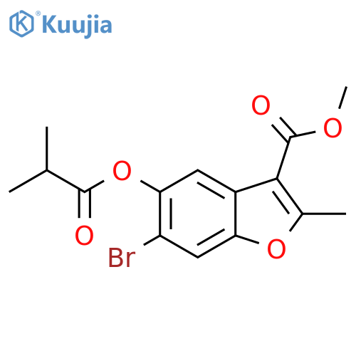 methyl 6-bromo-2-methyl-5-(2-methylpropanoyl)oxy-1-benzofuran-3-carboxylate structure