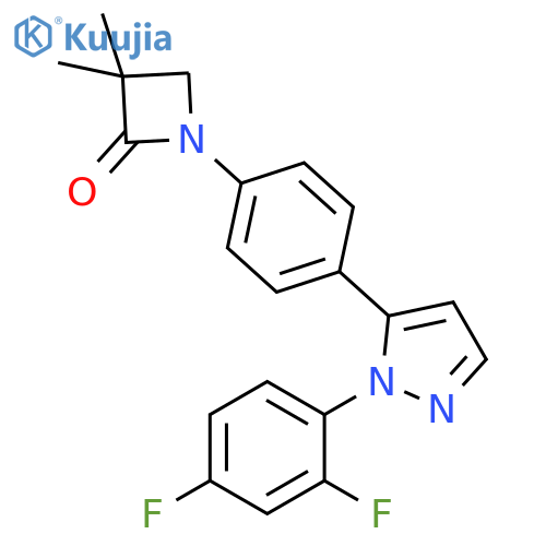 1-{4-[1-(2,4-difluorophenyl)-1H-pyrazol-5-yl]phenyl}-3,3-dimethylazetidin-2-one structure