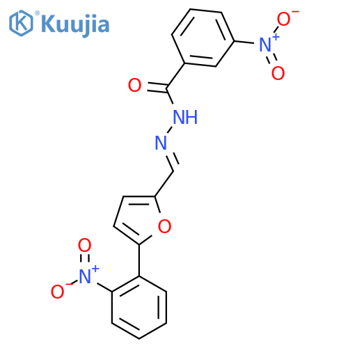 3-nitro-N'-(1E)-5-(2-nitrophenyl)furan-2-ylmethylidenebenzohydrazide structure