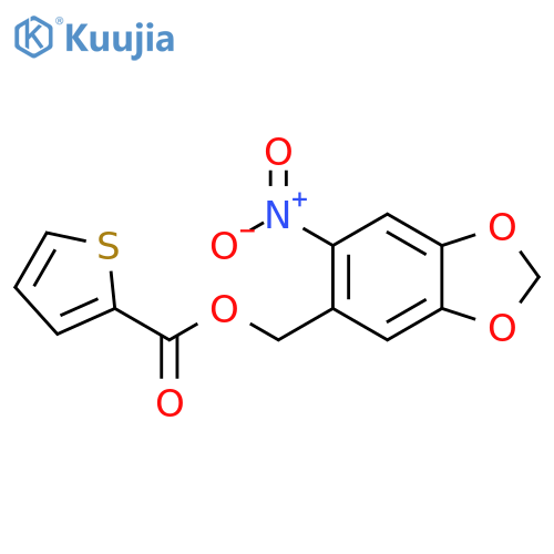 (6-nitro-2H-1,3-benzodioxol-5-yl)methyl thiophene-2-carboxylate structure