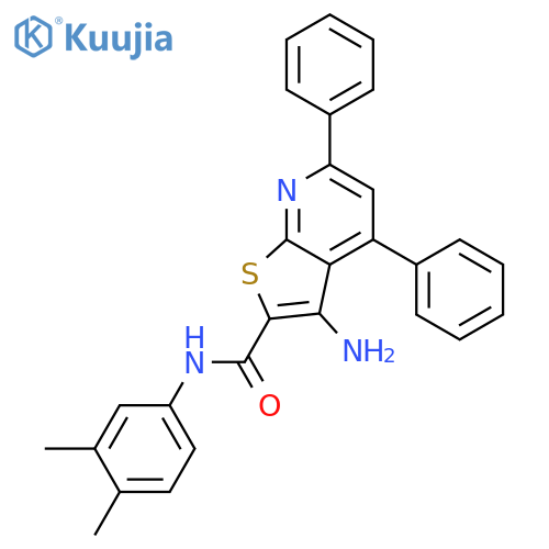 <br>3-Amino-4,6-diphenyl-thieno[2,3-b]pyridine-2-carboxylic acid (3,4-dimethyl- phenyl)-amide structure