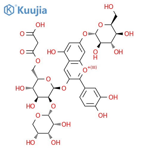 Cyanidin 3-O-[(6-O-malonyl-2-O-beta-D-xylopyranosyl)-beta-D-glucopyranoside]-7-O-beta-D-glucopyranoside structure