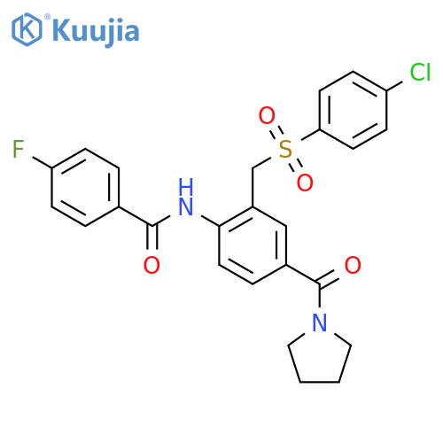 N-[2-([(4-CHLOROPHENYL)SULFONYL]METHYL)-4-(1-PYRROLIDINYLCARBONYL)PHENYL]-4-FLUOROBENZENECARBOXAMIDE structure