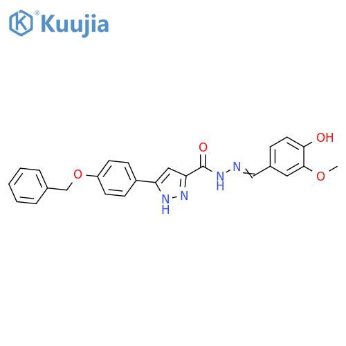 3-4-(benzyloxy)phenyl-N'-(1E)-(4-hydroxy-3-methoxyphenyl)methylidene-1H-pyrazole-5-carbohydrazide structure