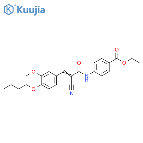 Ethyl 4-[[3-(4-butoxy-3-methoxyphenyl)-2-cyano-1-oxo-2-propen-1-yl]amino]benzoate structure