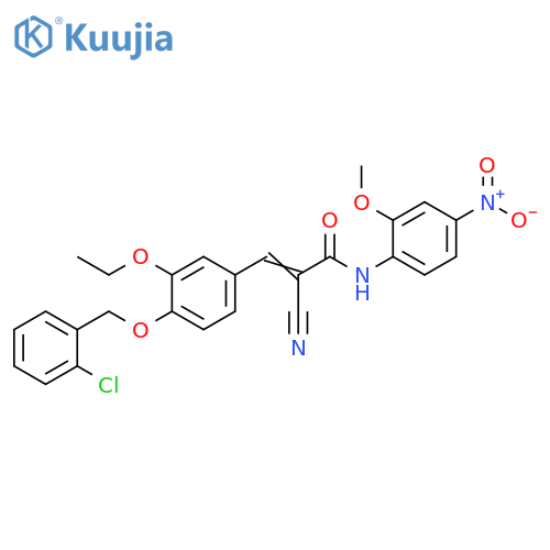3-[4-[(2-Chlorophenyl)methoxy]-3-ethoxyphenyl]-2-cyano-N-(2-methoxy-4-nitrophenyl)-2-propenamide structure