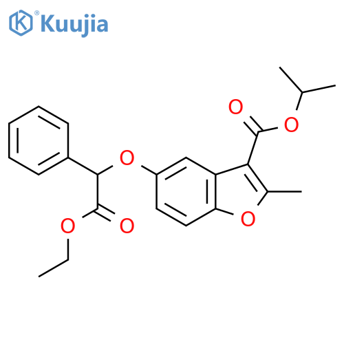 propan-2-yl 5-(2-ethoxy-2-oxo-1-phenylethoxy)-2-methyl-1-benzofuran-3-carboxylate structure