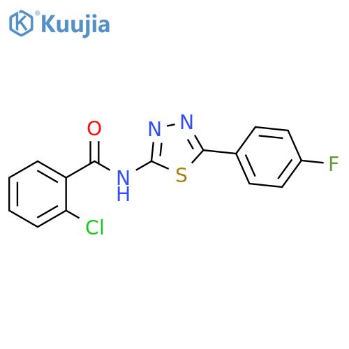 2-chloro-N-5-(4-fluorophenyl)-1,3,4-thiadiazol-2-ylbenzamide structure