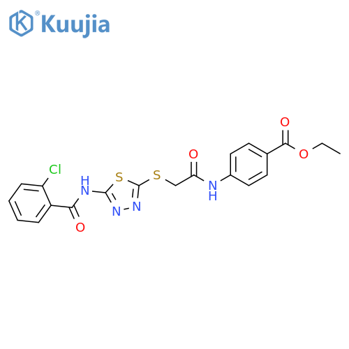 ethyl 4-(2-{[5-(2-chlorobenzamido)-1,3,4-thiadiazol-2-yl]sulfanyl}acetamido)benzoate structure