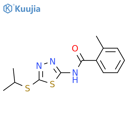 2-methyl-N-5-(propan-2-ylsulfanyl)-1,3,4-thiadiazol-2-ylbenzamide structure
