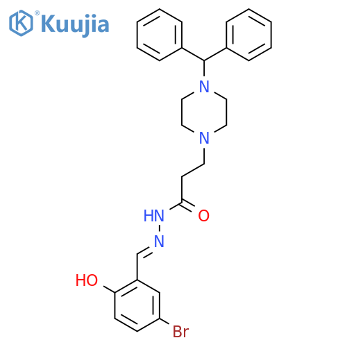 N'-(1E)-(5-bromo-2-hydroxyphenyl)methylidene-3-4-(diphenylmethyl)piperazin-1-ylpropanehydrazide structure